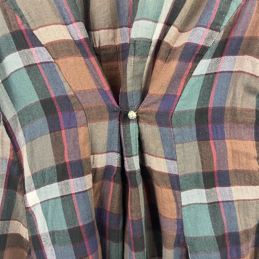 Soft Surroundings Plaid Button Front Flared Swing Tunic Top Size PL Western - Picture 9 of 9
